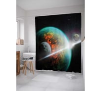 Штора (занавеска) для ванной JoyArty "Космические вспышки" из сатена, 180х200 см с крючками, sc_5257