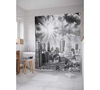 Штора (занавеска) для ванной JoyArty "Монохромный Нью Йорк" из сатена, 180х200 см с крючками, sc_37483