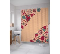 Штора (занавеска) для ванной JoyArty "Цветы жизни" из сатена, 180х200 см с крючками, sc_32413