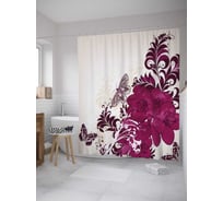 Штора (занавеска) для ванной JoyArty "Яркая флористика" из сатена, 180х200 см с крючками, sc_31961