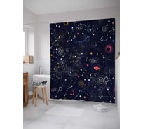 Штора (занавеска) для ванной JoyArty "Космические тела" из сатена, 180х200 см с крючками, sc_55767