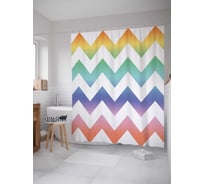 Штора (занавеска) для ванной JoyArty "Цветные зигзаги" из сатена, 180х200 см с крючками, sc_3471