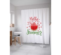 Штора (занавеска) для ванной JoyArty "Арбузное лето" из сатена, 180х200 см с крючками, sc_53739