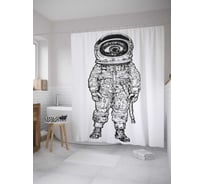 Штора (занавеска) для ванной JoyArty "Одноглазый космонавт" из сатена, 180х200 см с крючками, sc_32483