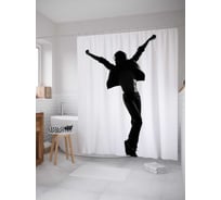 Штора (занавеска) для ванной JoyArty "Мировой певец" из сатена, 180х200 см с крючками, sc_37502