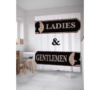 Штора (занавеска) для ванной JoyArty "Леди и джентльмены" из сатена, 180х200 см с крючками, sc_5301