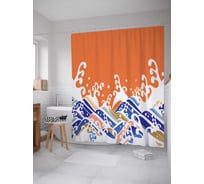 Штора (занавеска) для ванной JoyArty "Цветные волны" из сатена, 180х200 см с крючками, sc_37609