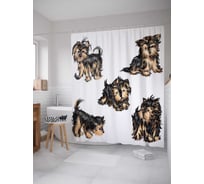 Штора (занавеска) для ванной JoyArty "Собачка-друг" из сатена, 180х200 см с крючками, sc_41347