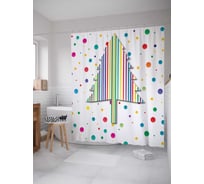 Штора (занавеска) для ванной JoyArty "Полосатая ель" из сатена, 180х200 см с крючками, sc_5530