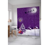 Штора (занавеска) для ванной JoyArty "Санта на работе" из сатена, 180х200 см sc_378921