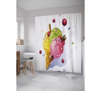 Штора (занавеска) для ванной JoyArty "Мороженое на рожке" из сатена, 180х200 см с крючками, sc_31917