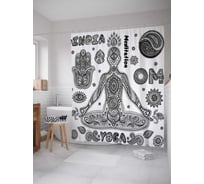 Штора (занавеска) для ванной JoyArty "Сила медитации" из сатена, 180х200 см с крючками, sc_37545