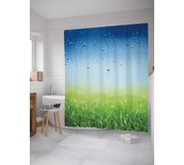 Штора (занавеска) для ванной JoyArty "Влажное утро" из сатена, 180х200 см с крючками, sc_4536