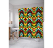 Штора (занавеска) для ванной JoyArty "Геометрия узоров" из сатена, 180х200 см с крючками, sc_37476