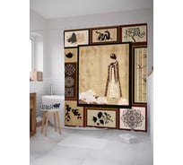 Штора (занавеска) для ванной JoyArty "Япония: Гейша среди цветов" из сатена, 180х200 см с крючками, sc_32120