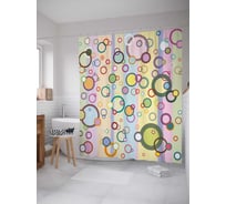 Штора (занавеска) для ванной JoyArty "Пузырчатая мягкость" из сатена, 180х200 см с крючками, sc_32066