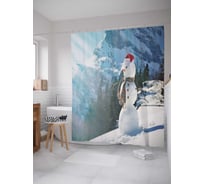 Штора (занавеска) для ванной JoyArty "Снеговик в горах" из сатена, 180х200 см с крючками, sc_4541