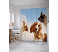 Штора (занавеска) для ванной JoyArty "Кто там" из сатена, 180х200 см с крючками, sc_37485