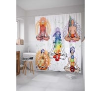 Штора (занавеска) для ванной JoyArty "Поза лотоса" из сатена, 180х200 см с крючками, sc_37549