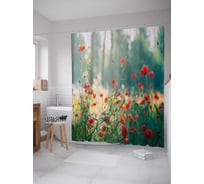 Штора (занавеска) для ванной JoyArty "Луговые цветы" из сатена, 180х200 см с крючками, sc_37490