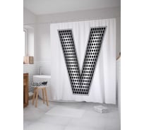 Штора (занавеска) для ванной JoyArty "Алюминиевая v" из сатена, 180х200 см с крючками, sc_4526v