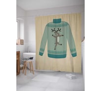 Штора (занавеска) для ванной JoyArty "Свитер с оленем" из сатена, 180х200 см с крючками, sc_5939