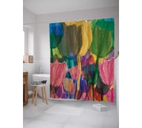 Штора (занавеска) для ванной JoyArty "Цветочная акварель" из сатена, 180х200 см с крючками, sc_3775