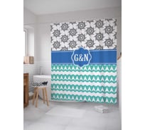 Штора (занавеска) для ванной JoyArty "G&n с узорами" из сатена, 180х200 см с крючками, sc_3758G&N