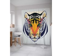 Штора (занавеска) для ванной JoyArty "Магический тигр" из сатена, 180х200 см с крючками, sc_38669