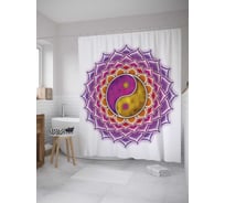 Штора (занавеска) для ванной JoyArty "Мандала противоположностей" из сатена, 180х200 см с крючками, sc_35464