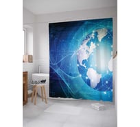 Штора (занавеска) для ванной JoyArty "Современная земля" из сатена, 180х200 см с крючками, sc_4648