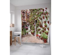 Штора (занавеска) для ванной JoyArty "Андалузская Кордоба" из сатена, 180х200 см с крючками, sc_4864