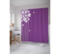 Штора (занавеска) для ванной JoyArty "Цветочный салют" из сатена, 180х200 см с крючками, sc_32096