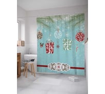 Штора (занавеска) для ванной JoyArty "Новогодние еловые ветки" из сатена, 180х200 см с крючками, sc_5586