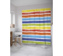Штора (занавеска) для ванной JoyArty "Радужные полосы" из сатена, 180х200 см с крючками, sc_32999