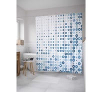 Штора (занавеска) для ванной JoyArty "Кружки в кругах" из сатена, 180х200 см с крючками, sc_33924