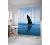 Штора (занавеска) для ванной JoyArty "Плавник акулы" из сатена, 180х200 см с крючками, sc_38034