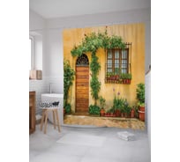 Штора (занавеска) для ванной JoyArty "Итальянский дворик" из сатена, 180х200 см с крючками, sc_3392