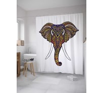 Штора (занавеска) для ванной JoyArty "Портрет священного слона" из сатена, 180х200 см с крючками, sc_35371