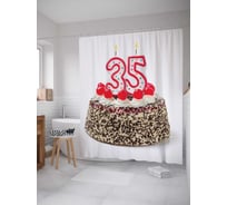 Штора (занавеска) для ванной JoyArty "Торт на 35-летие" из сатена, 180х200 см с крючками, sc_33291