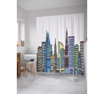 Штора (занавеска) для ванной JoyArty "Красочная архитектура" из сатена, 180х200 см с крючками, sc_4482