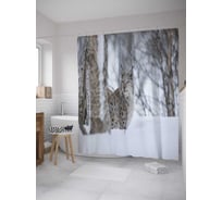 Штора (занавеска) для ванной JoyArty "Рысь в своей стихие" из сатена, 180х200 см с крючками, sc_32856