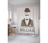 Штора (занавеска) для ванной JoyArty "Джельтмен с моноклем" из сатена, 180х200 см с крючками, sc_3964