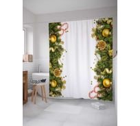 Штора (занавеска) для ванной JoyArty "Украшенная елка" из сатена, 180х200 см с крючками, sc_37032