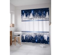 Штора (занавеска) для ванной JoyArty "Снежные ели" из сатена, 180х200 см с крючками, sc_37031