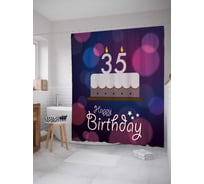 Штора (занавеска) для ванной JoyArty "Торт тирамису на 35-летие" из сатена, 180х200 см с крючками, sc_33297