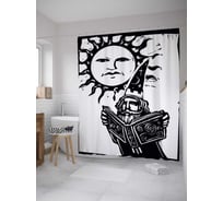 Штора (занавеска) для ванной JoyArty "Графический звездочет" из сатена, 180х200 см с крючками, sc_35988