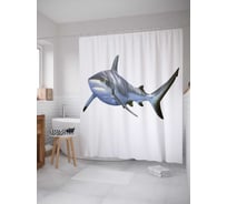 Штора (занавеска) для ванной JoyArty "Опасность хищника" из сатена, 180х200 см с крючками, sc_38038