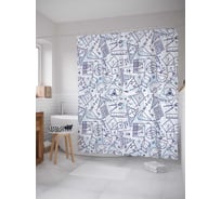 Штора (занавеска) для ванной JoyArty "Фигуры математики" из сатена, 180х200 см с крючками, sc_37784