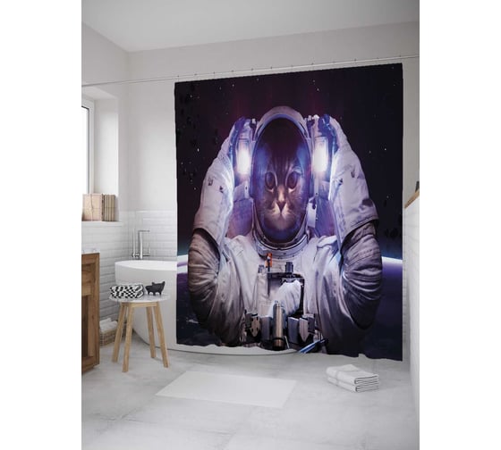 Штора (занавеска) для ванной JoyArty "Звездная пыль" из сатена, 180х200 см с крючками, sc_33508 1